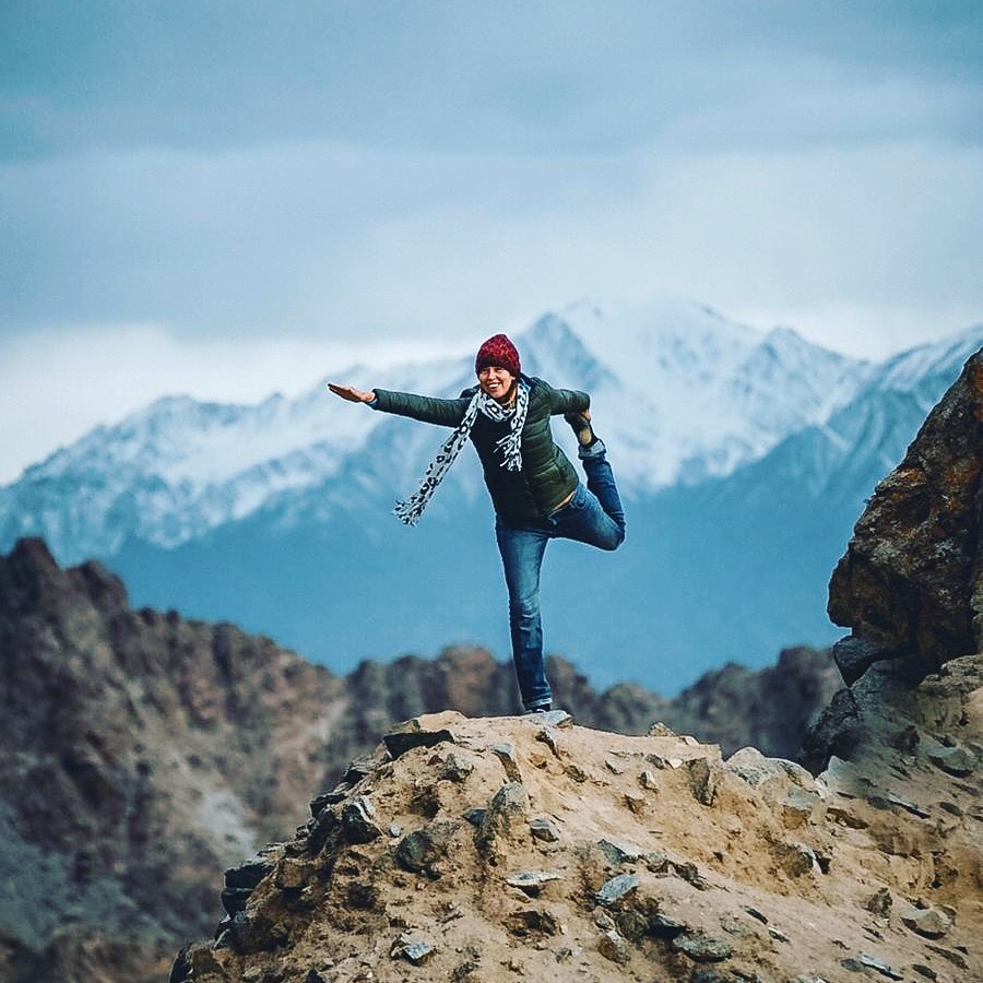 me anna doing yoga in ladakh, india