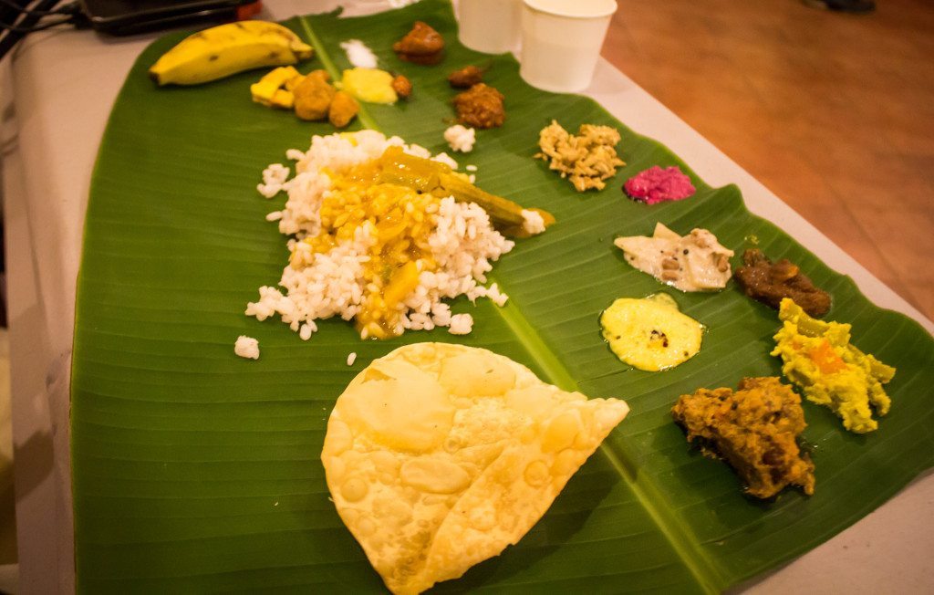 Try eating this tatsy traditional kerala meal on a banana leaf with your hands