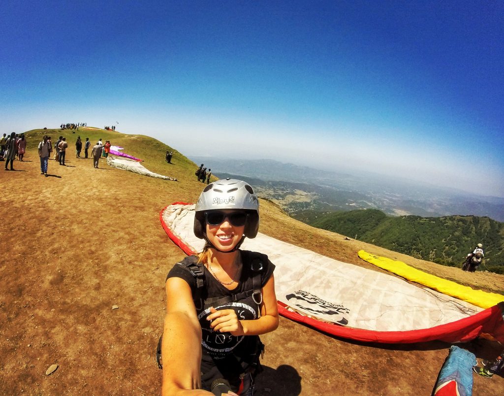 About to take off for paragliding in Bir Billing, India