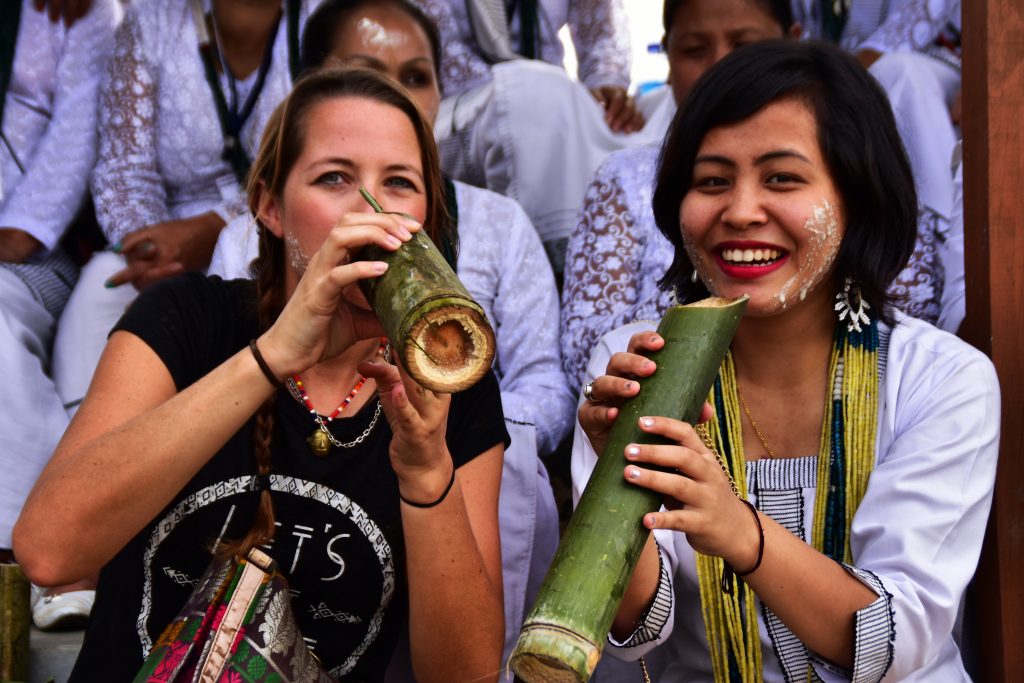Welcome to Mopin Festival! Drinking Apong - homemade rice wine in bamboo