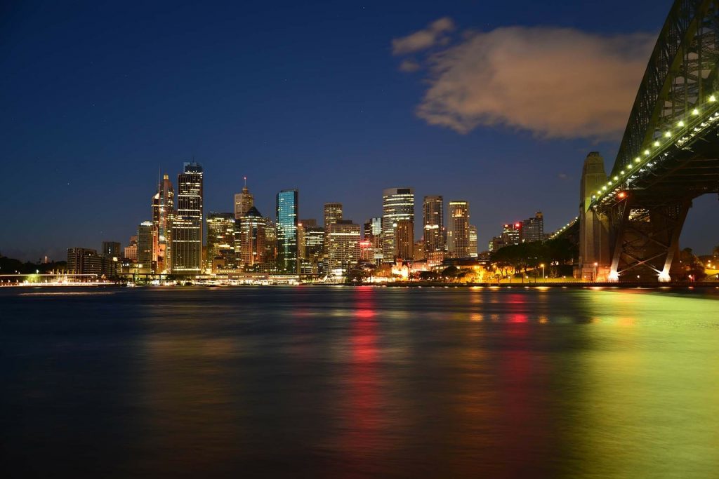 Under the famous Sydney Harbour Bridge at Milsons Point in Sydney, Australia