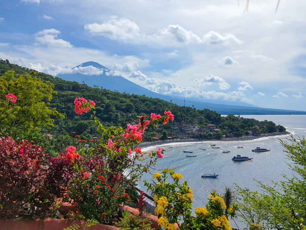 views of mount agung from amed 