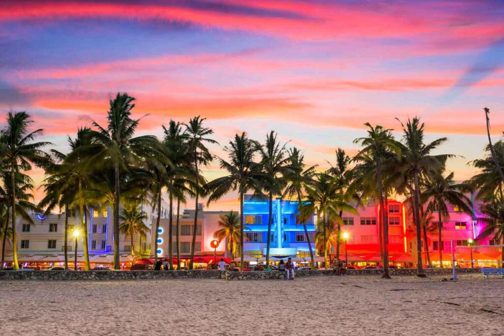 Miami beach in Florida is one of the most popular USA destinations