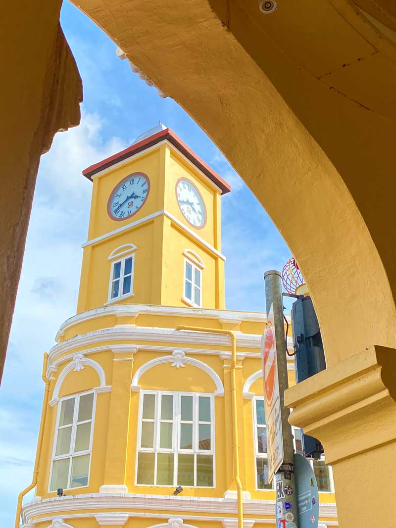 yellow clocktower and phuket old town museum