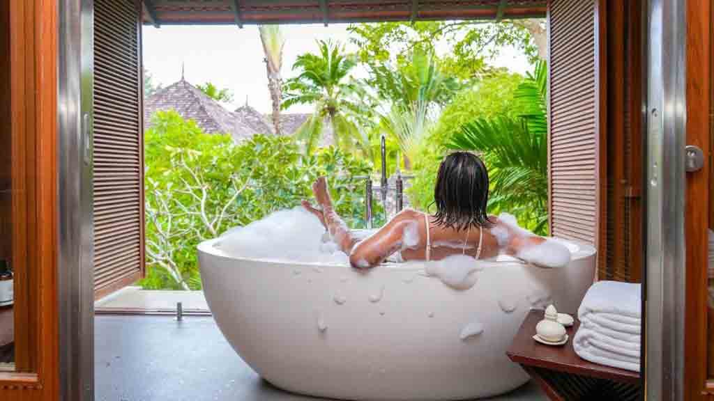 bath tub at the layana resort and spa on koh lanta