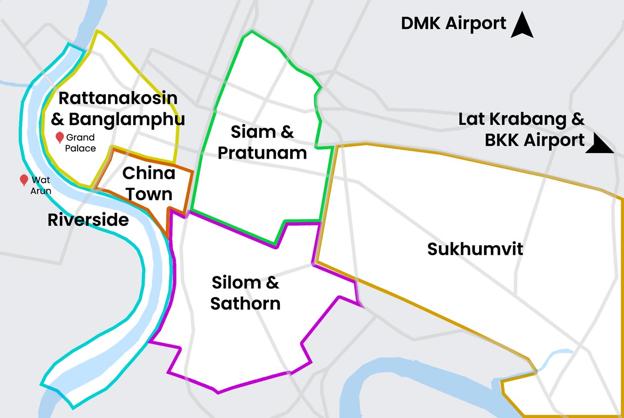 Where to stay in Bangkok map