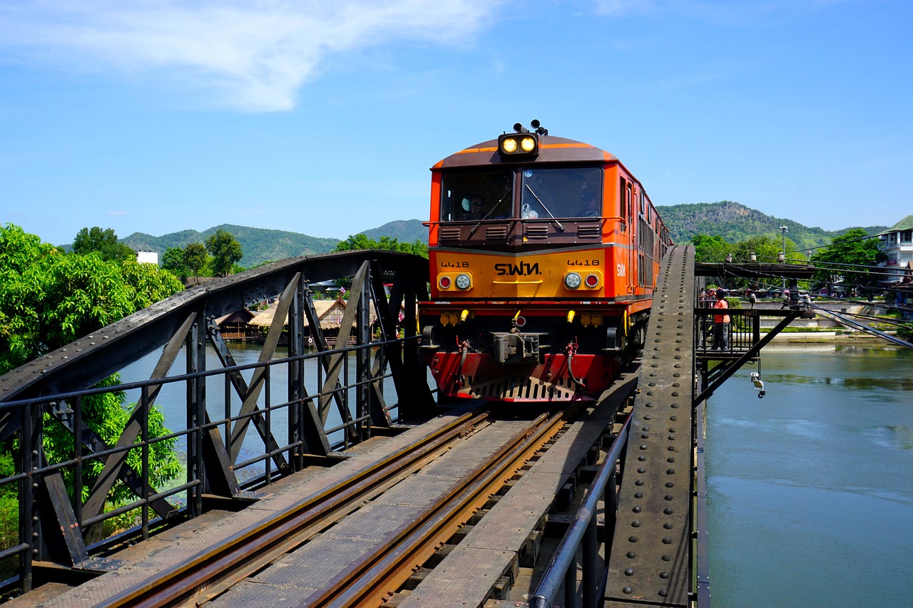 train going over the death railway the bridge over the river kwai